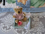Bear Tea Party in Wooden Box Handmade