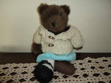 Brown Bear in Handknitted Outfit Sweater & Skirt
