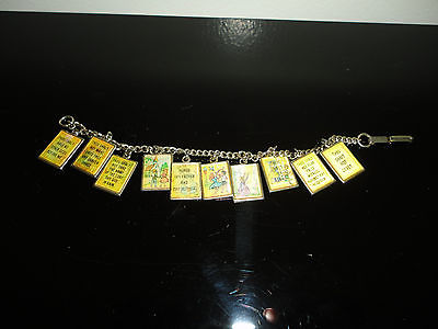 Antique 1950s Charm Bracelet TEN COMMANDMENTS Words & Hologram Pictures