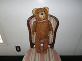 Antique 50s Hermann Germany Bear 23in Glass Eyes Mechanical Arms Legs Straw