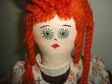 OOAK Handmade Vintage Cotton DOLL Yarn Hair 19 inch