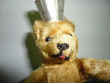 Antique 1950's Germany Mohair BERLIN Tongue BEAR with Metal Mechanism 5 inch