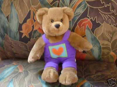 Hallmark Teddy Bear Purple Overalls With Heart 10 Inch