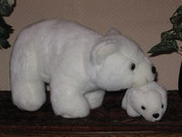 Vintage German Polar bear Mother w Baby Plush CUTE !