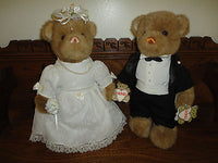 Vintage Gund Collectors Classic 1990 Bride & Groom Wedding 2 Bears Set with Tags