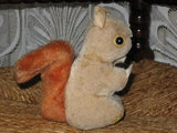 Antique Old German Squirrel Toy Holding a Nut Silk Plush 13 cm 5.1 inch