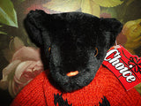 Ganz 1997 HALLOWEEN Black Teddy Bear PUMPKIN CH1924 Jointed w Sweater 14 inch