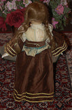 Vintage Vtg Porcelain Doll Dark Brown Velvet Dress & Velvet Socks