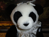 Vintage 1987 DAKIN Panda Girl Bear with Satin Dress 10 inch