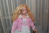 Vinyl Fabric Girl Doll Blonde Hair w Steiff Bear Large 90cm - 35in