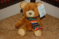 L Dake en Zn Happy Balloon Brown Chubby Teddy Bear w Scarf 16 CM