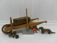 Antique European Wooden Handmade Wheelbarrow Peat Cart Dog & Accessories