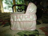 Vintage RUBENS Made Japan Baby Bassinet Cradle Porcelain Planter Ornament 603