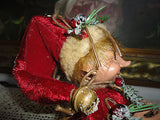 Bombay Company Smiling ELF DOLL Red Ornament Poseable Figure 11 inch  RETIRED