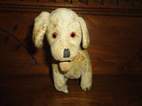 Antique Dog 1940s Silk Mohair 7 Inch Glass Eyes Straw Stuffed Wire Poseable Legs