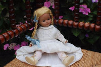 Antique Germany Blonde Girl Doll with Braids Christening Gown 2 pair shoes