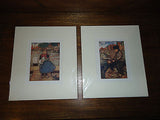 Dutch 1873 Artist Jungmann Set 2 Prints GIRL WITH RABBIT / BOY CLEANING KETTLE