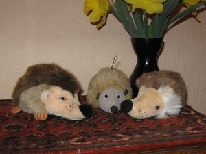 Hedgehog Lot of 3 Vintage German Stuffed Plush