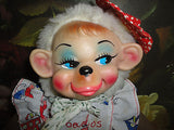 Rubber Face Character Monkey Doll Nylon Body Barbados Dress 15in Vintage Antique