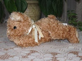 Anna Club Plush Holland Brown Soft Laying Teddy Bear Yellow Bow 11 Inch