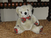 AA Soft Toys LTD UK Jointed Plush Teddy Bear Beige 7 Inch Plaid Bow Paws