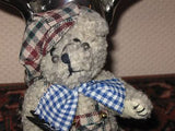 Vintage German Woolen Jointed Bear w Hammer