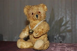 Antique 1950s Yellow Thuringia Germany Bear Fully Jointed Glass Eyes & Bells