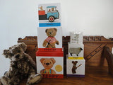 Antique Teddy Bear Picture Blocks Stacking Boxes Artist Sue Coe Faux Mohair