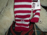 Aeropostale A87 Original Teddy Bear 14 Inch Red White Striped Scarf Hat Gorgeous