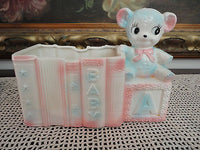 Vintage 1950s Japan RELPO Baby Blocks Books Bear Planter Number 5853