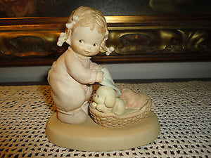 Enesco Mabel Lucie Attwell Memories of Yesterday Girl Puppy Figurine 115355 1988