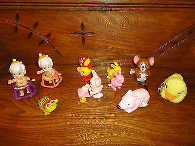 Vintage Wind Up Walking Toys Lot of 10 Assorted Bunny Bee Duck Mouse Flintstone
