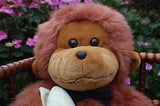 Plush Toys Europe Large Brown Monkey with Banana 17 Inch Vintage