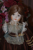 Vintage Vtg Porcelain Doll Dark Brown Velvet Dress & Velvet Socks