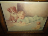 Tile Art Bessie Pease Gutmann Oak Wood Frame 1983 Rockford Editions Made Italy