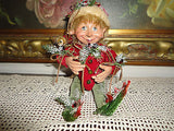 Bombay Company Smiling ELF DOLL Red Ornament Poseable Figure 11 inch  RETIRED