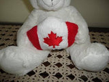 White Teddy Bear Plush Holding Canadian Flag