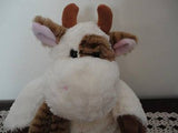 Cow Backpack Pajama Carrying Case White Brown Super Soft Plush 15 Inch