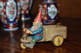 Rien Poortvliet Classic David the Gnome Statue Thomas on Bike with Cart