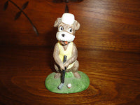 Vintage Betty Utley 1975 Terrier Dog Golfing Golf Figurine Bisque Porcelain