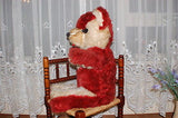 Antique 1930s Germany Red Panda Bear Red White Silk Plush LARGE 30 inch 76cm