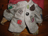 Ganz Bear Heritage Collection Grey/Brown Faux Mohair 14in Long Coat Patches RARE