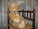 Antique Germany 1950s Yellow Mohair Bear Working Tilt Growler BIG 2 Ft Tall RARE