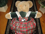 Merison Retail Holland Lady Bear Plaid Velvet Dress