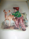 1940s Lithograph Marion Bradford Burgess Henry Sandler Co NYC 1125 Boy with Deer