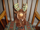 Russ Marty Moose 13in Stuffed Toy 32742 Flannel Antlers