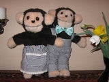 Vintage 70s German Plush MONKEY GIRL & BOY Set