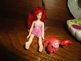 Disney LITTLE MERMAID ARIEL Doll & SEBASTIAN Crab Toy Clam Shell Set Irwin 1992