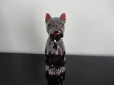 Vintage Japan Clay BOXER DOG Figurine Statue Green Jeweled Eyes 5.75 Inch