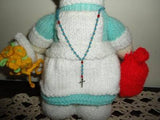 NURSE DOLL Handmade Knitted with Rosary Beads
